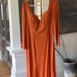 Dancing Queen Orange Beaded Prom Dress